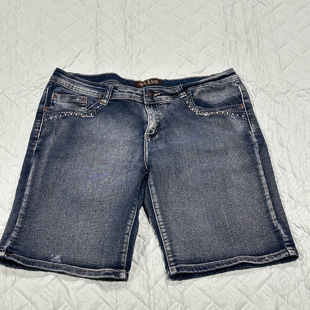 ABM Jeans Women’s Denim Shorts Size 15 Blue Stretch Jean Shorts Mid Rise